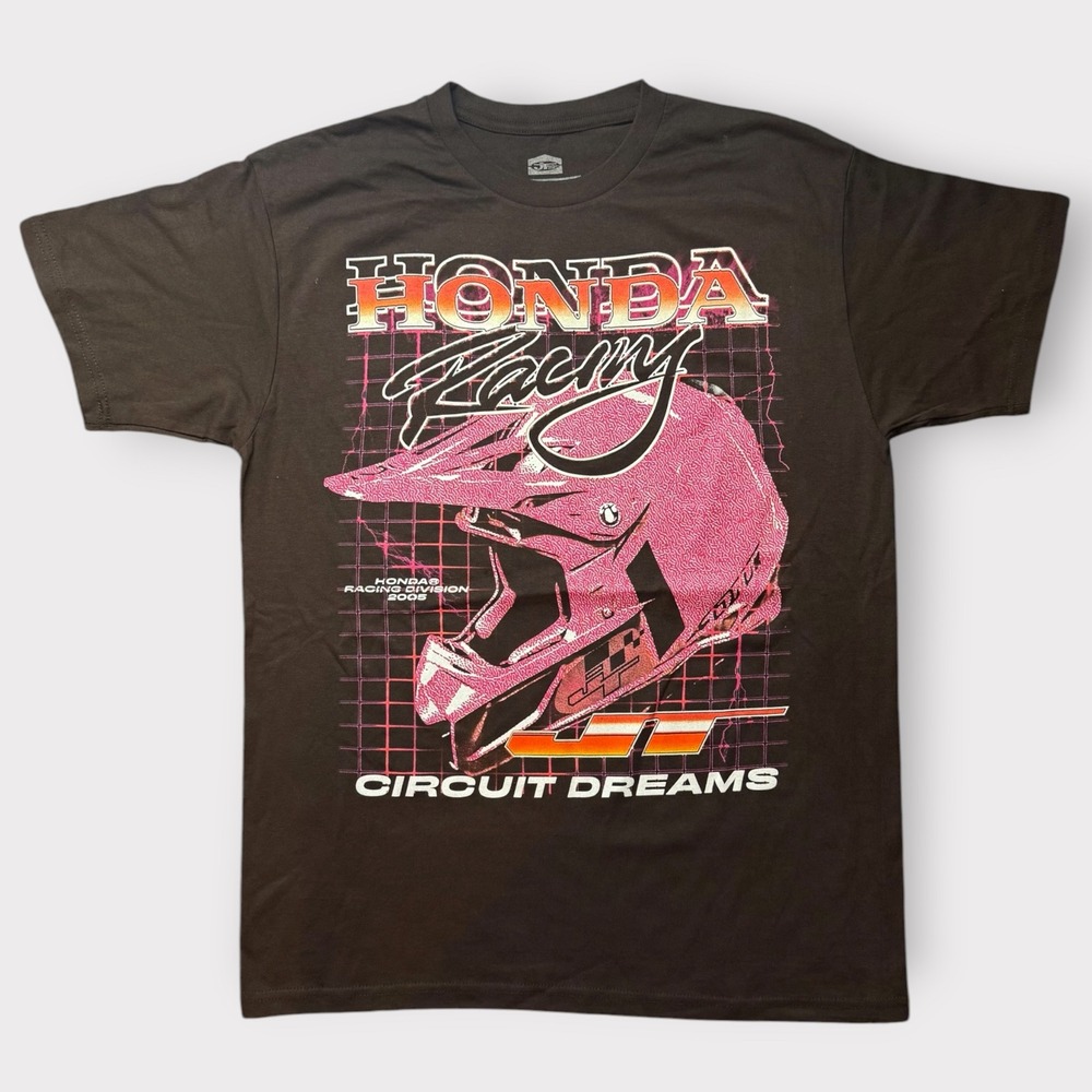 Honda Racing Circuit Dreams T-Shirt JT Racing Brown Gray Pink Graphic Tee Large